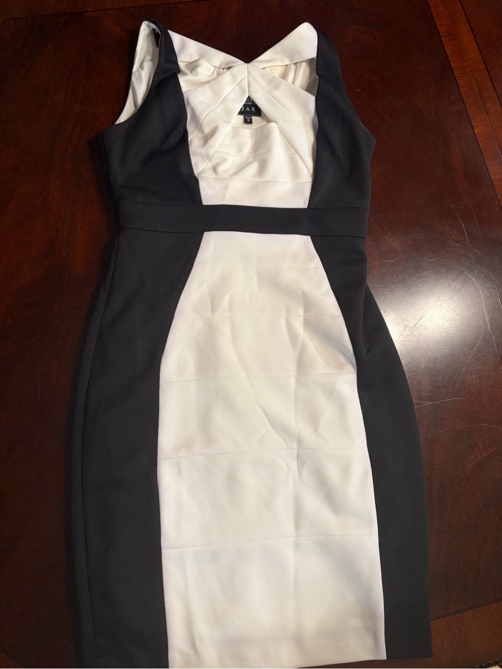 Jax Black and White Colorblock Cocktail Dress